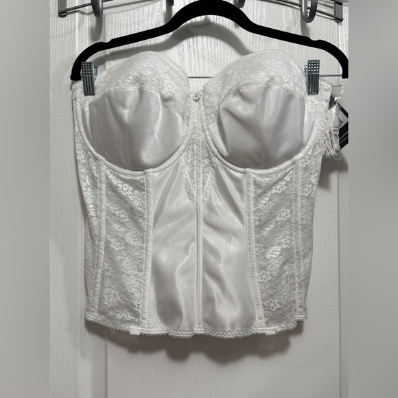DOMINIQUE Women 38F Longline Lace Corset Bra Bridal Strapless White Coquette NWT - Picture 1 of 16